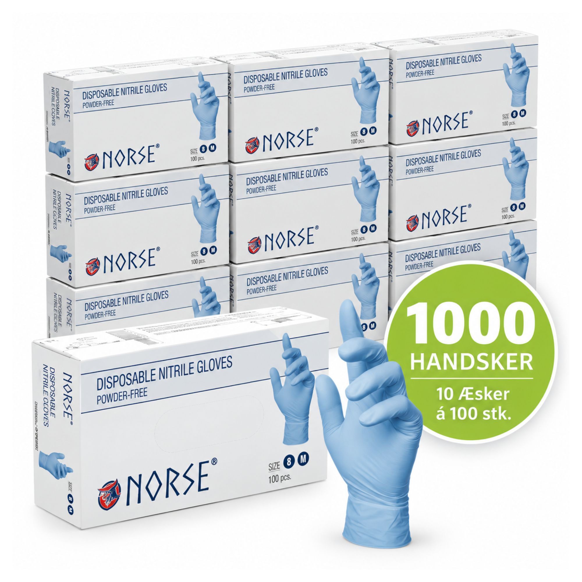 Nitril Engangshandsker Blå – 1000 stk. (10 x 100 stk.) – NORSE Størrelse XL - 10