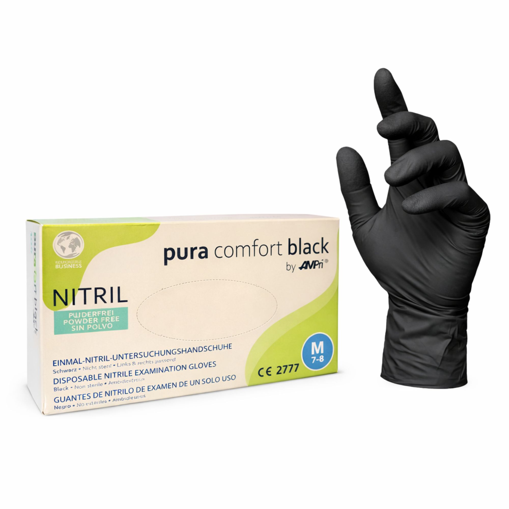 100 stk. Pura Comfort nitrilhandsker - SORTE Størrelse S