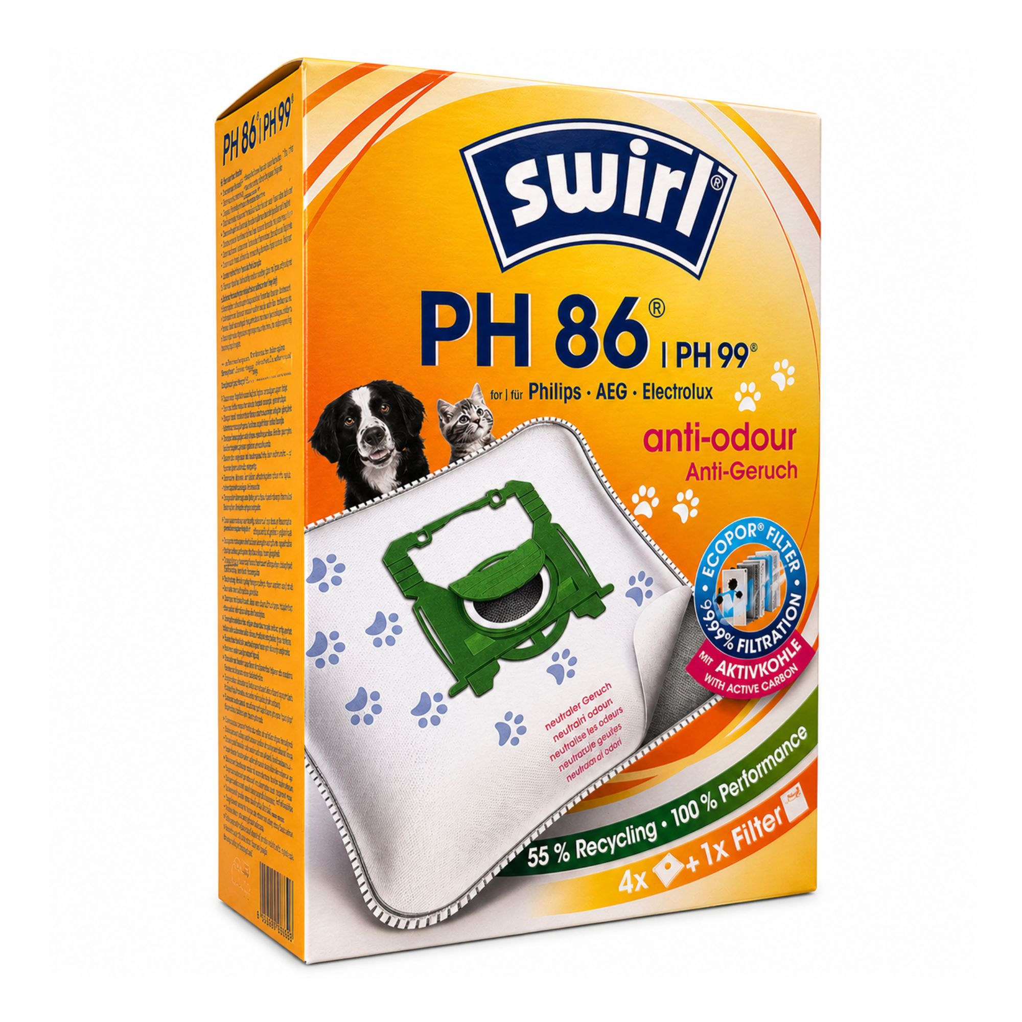 Swirl Anti-Odour støvsugerposer PH 86 / PH 99 til AEG, Electrolux, Philips og Volta