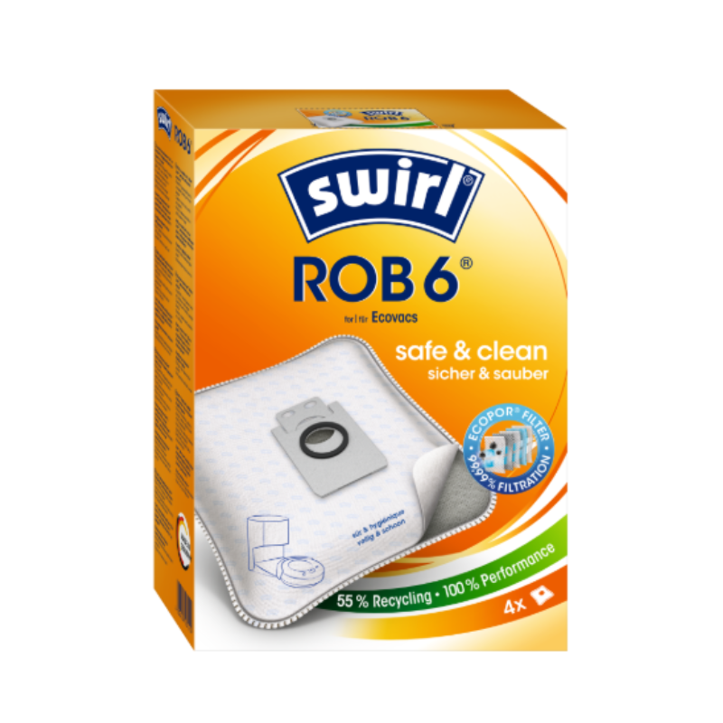 SWIRL ROB 6 Støvsugerposer til Ecovacs- 4 stk.