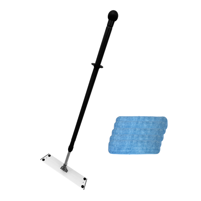 Moppesæt | 1 stk. velcro moppe og 5 stk. moppehoveder i blå microfiber