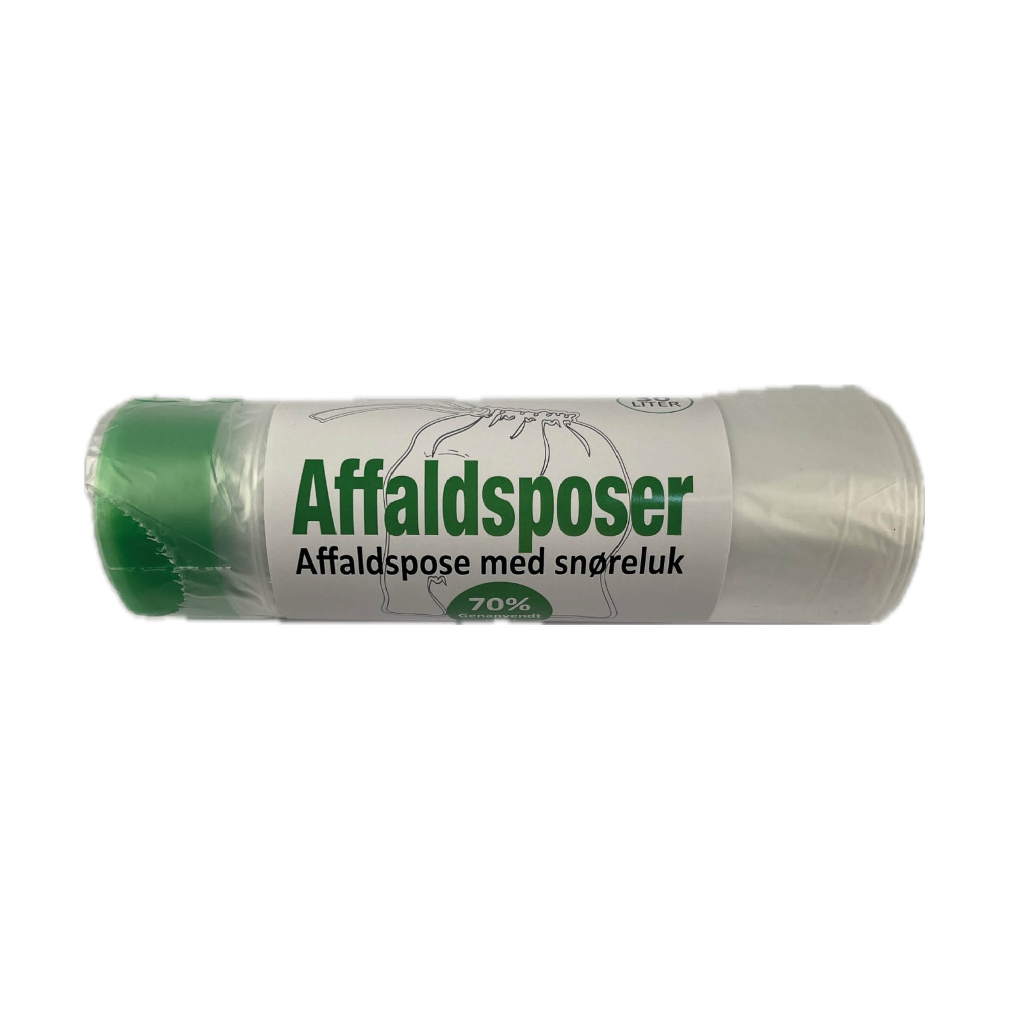 Klare affaldsposer m. snøreluk – madaffald - 30L (12 poser)