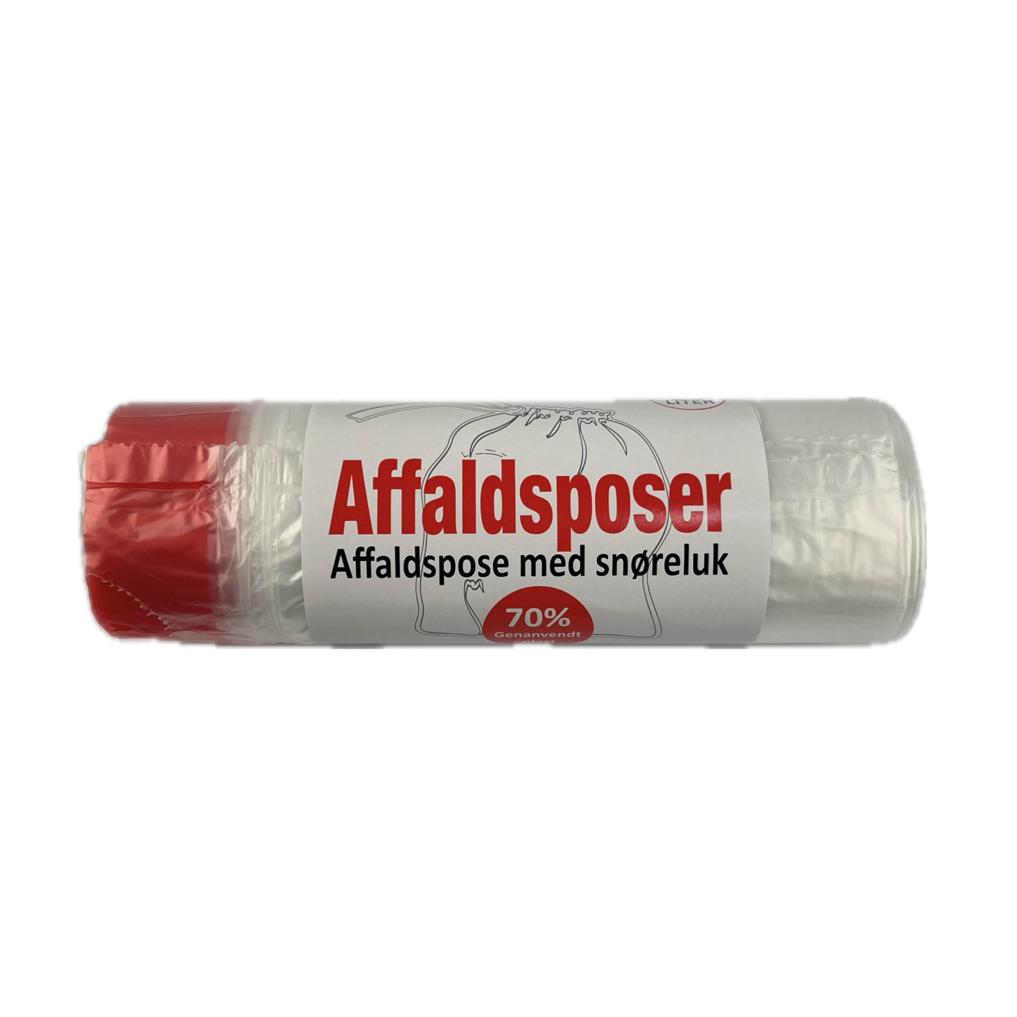 Klare affaldsposer m. snøreluk – restaffald – 20L (20 poser)