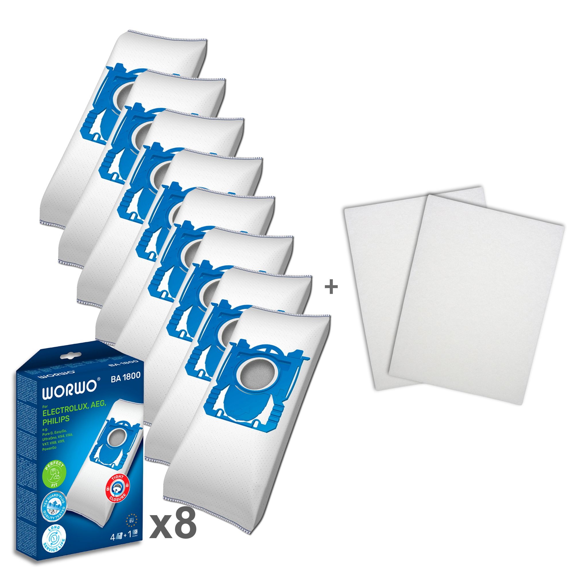 Standardbags AEG/Philips – Standard pakke (8 støvsugerposer + filter)